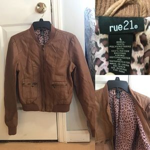 Rue 21 Brown Imitation Leather Jacket